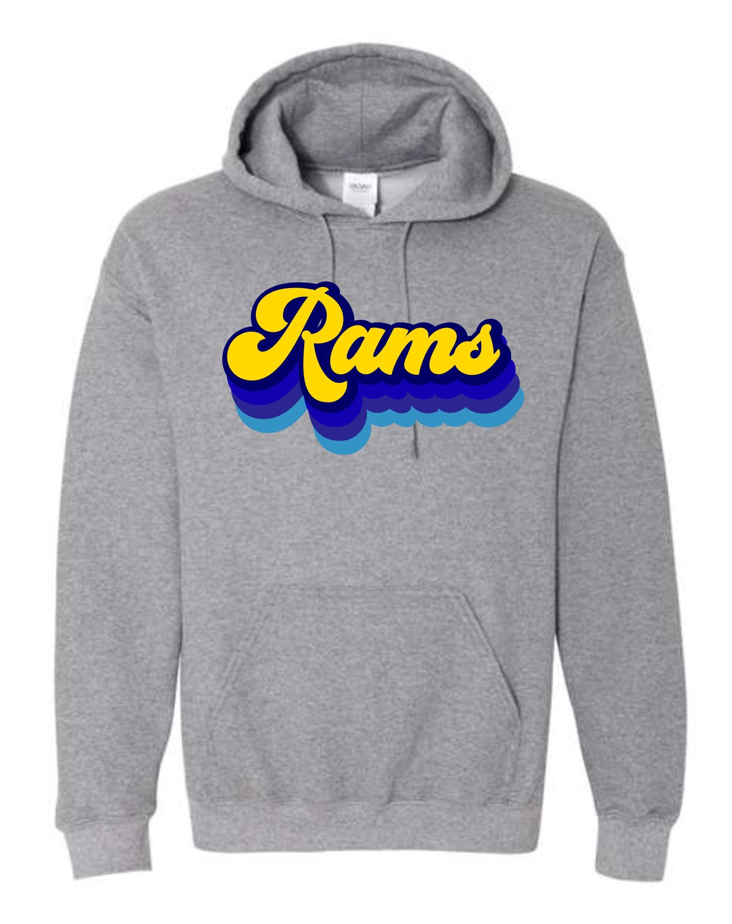 Mocksville Rams Retro Gray Hoodie