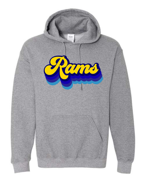 Mocksville Rams Retro Gray Hoodie