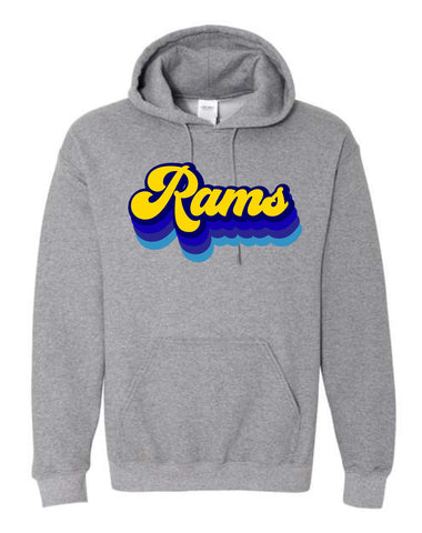 Mocksville Rams Retro Gray Hoodie