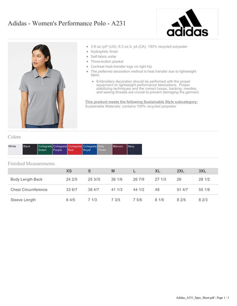 FHE Adidas Women's polo