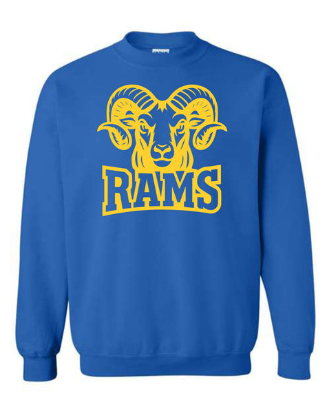 Mocksville Rams Head Crewneck Adult and Youth