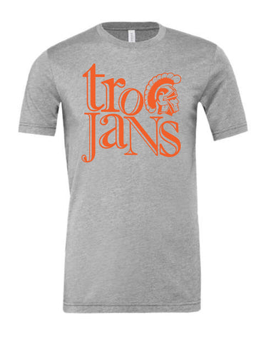 Grey Shirt with Orange Trojans-YOUTH